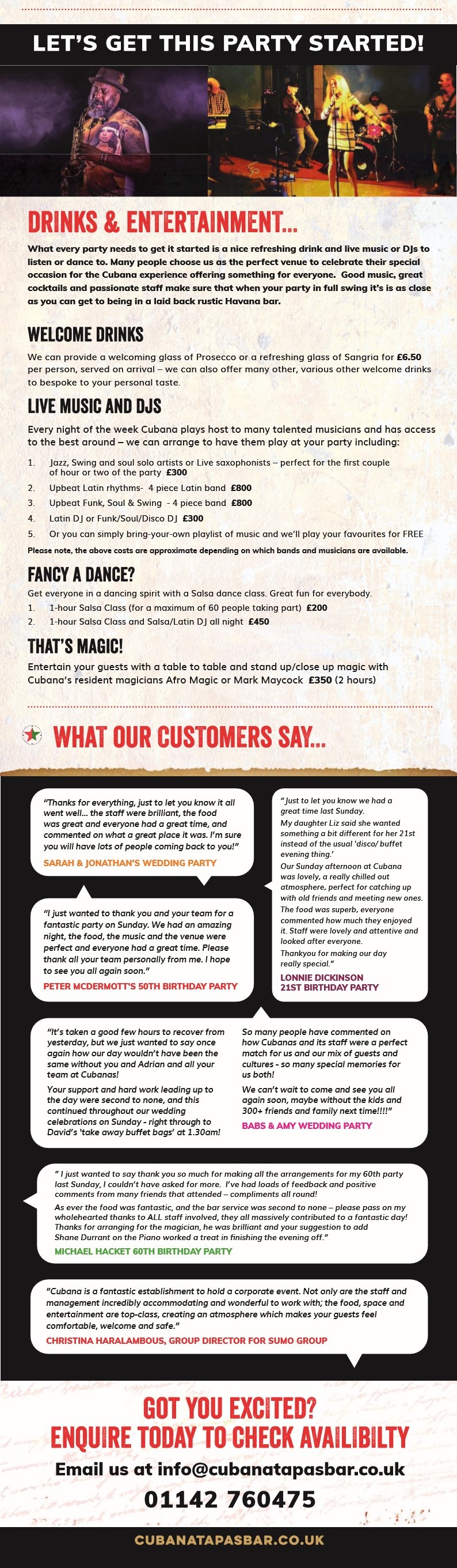 Hire Cubana for FREE on Sundays